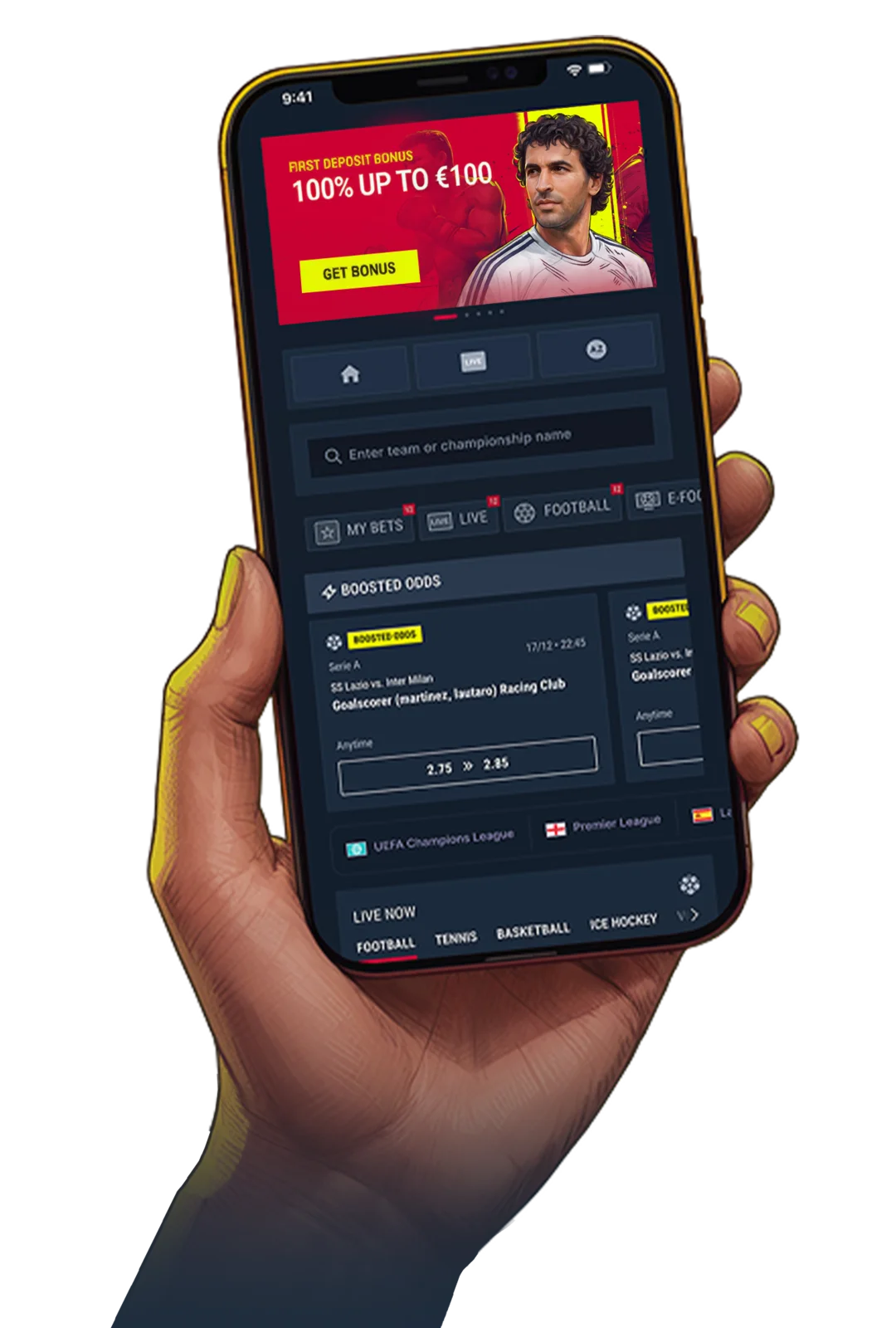 Mobile Ansicht des Wettbereichs von Rabona mit hervorgehobenen Quoten